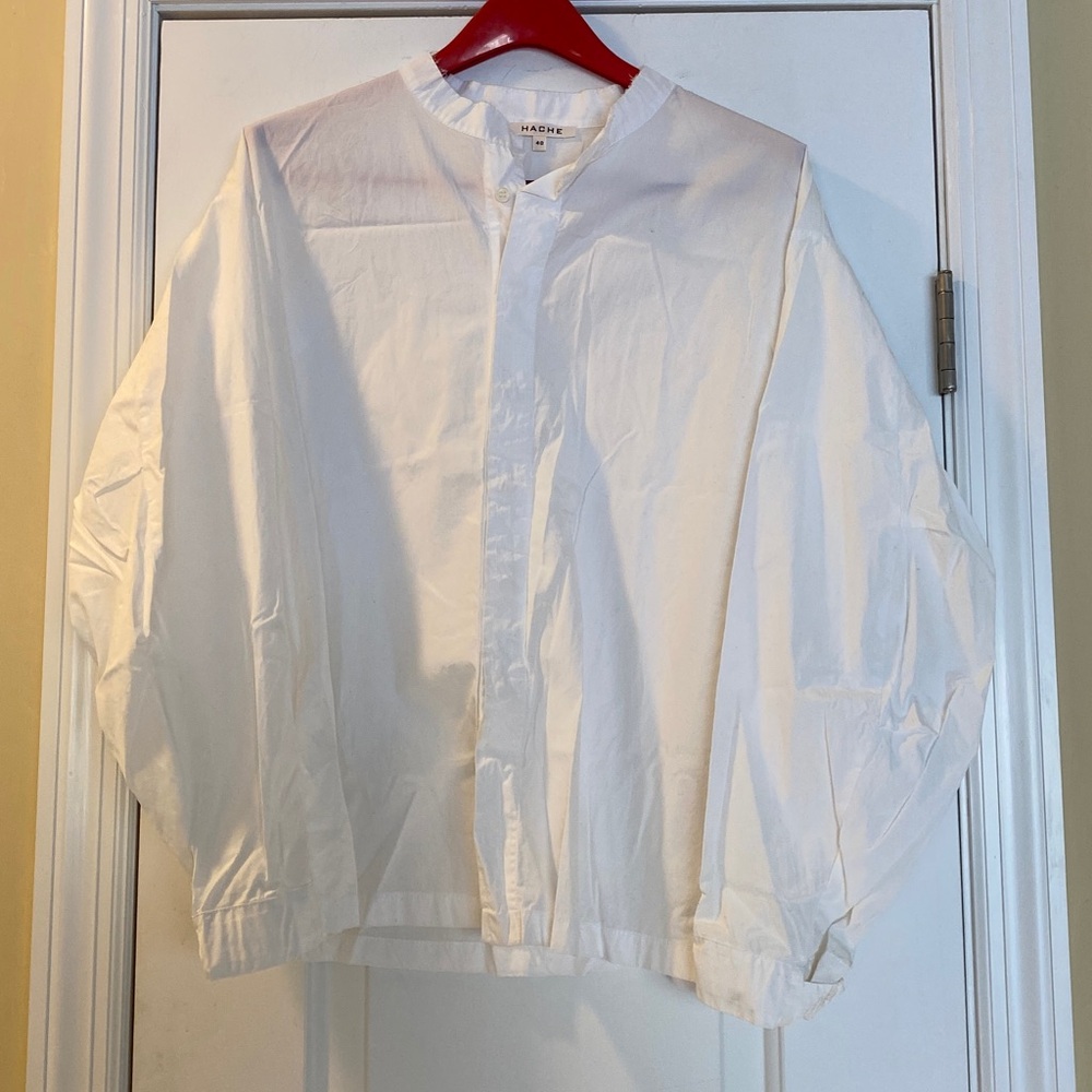 Hache Made in Italy 🇮🇹 💯Cotton Crisp White Oversized Button Down Shirt